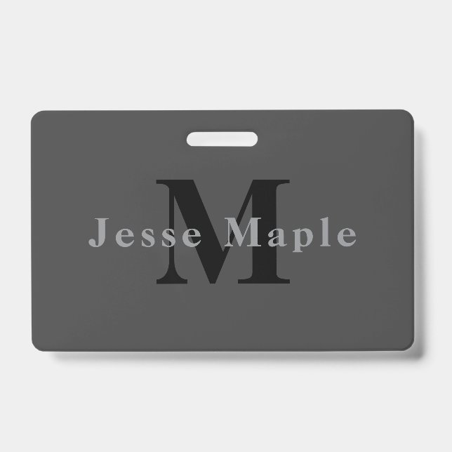 Name & Monogram | Dark Grey Badge (Front)