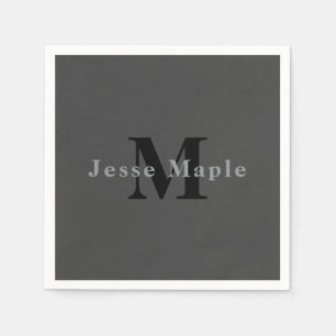 Name & Monogram   Dark Grey Napkin