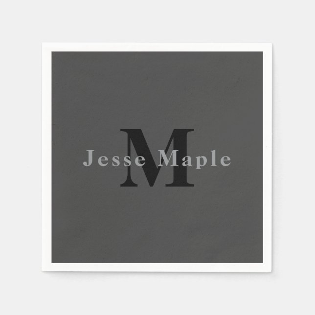 Name & Monogram | Dark Grey Napkin (Front)