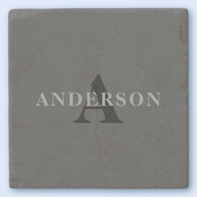 Name & Monogram | Dark Grey Stone Coaster (Creator Uploaded)