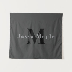 Name & Monogram Dark Grey Tapestry