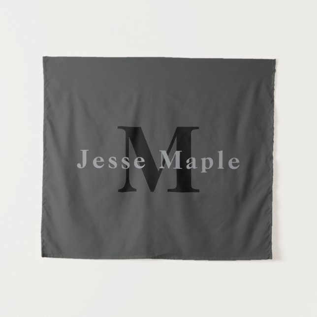 Name & Monogram | Dark Grey Tapestry (Front (Horizontal))