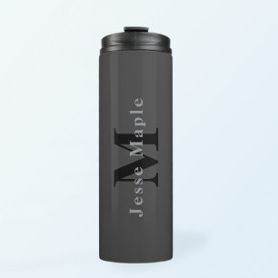 Name & Monogram   Dark Grey Thermal Tumbler