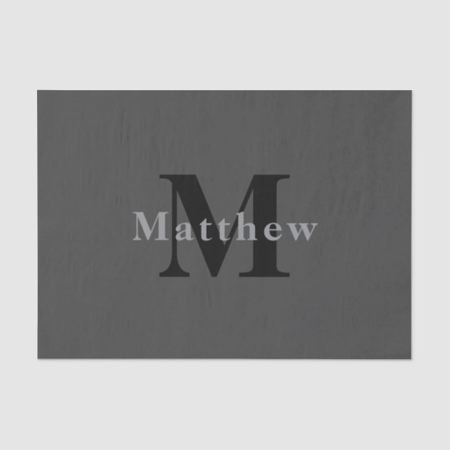 Name & Monogram | Dark Grey Tissue Paper (Front)
