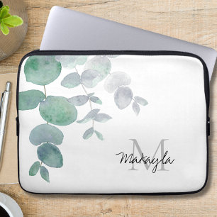 Name Monogram Eucalyptus  Laptop Sleeve