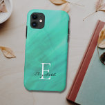 Name Monogram Green Case-Mate iPhone Case<br><div class="desc">This stylish iPhone case is decorated with a watercolor wash design in shades of green.
Easily customizable with your name,  and monogram.
Use the Customize Further option to change the text size,  style,  or colour if you wish.</div>