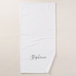 Name Monogram Grey White Custom Simple Minimal Bath Towel<br><div class="desc">Designed with text template for monogrammed name which you can edit,  in elegant custom colour background!</div>