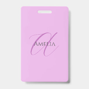 Name Monogram Initial Letter Orchid & Lilac Badge
