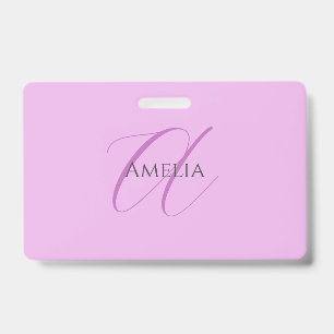Name Monogram Initial Letter Orchid & Lilac Badge