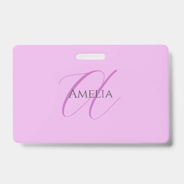 Name Monogram Initial Letter Orchid & Lilac Badge (Front)