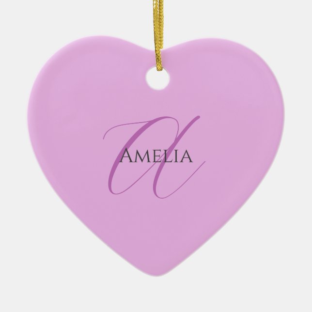 Name Monogram Initial Letter Orchid & Lilac Ceramic Ornament (Front)