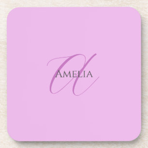 Name Monogram Initial Letter Orchid & Lilac Coaster