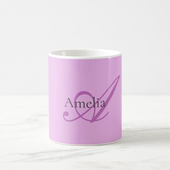 Name Monogram Initial Letter Orchid & Lilac Coffee Mug (Center)