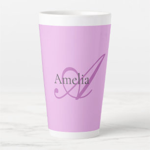 Name Monogram Initial Letter Orchid & Lilac Latte Mug