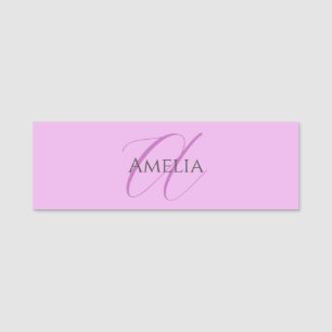Name Monogram Initial Letter Orchid & Lilac Name Tag