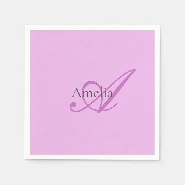 Name Monogram Initial Letter Orchid & Lilac Napkin (Front)