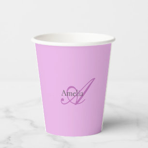 Name Monogram Initial Letter Orchid & Lilac Paper Cups