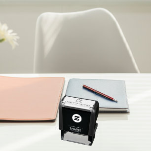 Name monogram initials business self-inking stamp