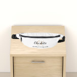 Name monogram initials script simple fanny pack<br><div class="desc">White background,  black and golden text. Personalize and add your first name,  monogram initials and full name.</div>