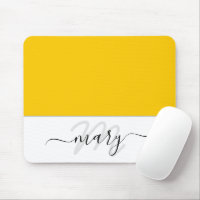 Name Monogram Minimal Yellow Lemon White Modern