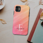Name Monogram Orange Case-Mate iPhone Case<br><div class="desc">This stylish iPhone case is decorated with a watercolor wash design in shades of orange and coral.
Easily customizable with your name,  and monogram.
Use the Customize Further option to change the text size,  style,  or colour if you wish.</div>