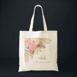 Name Monogram Pampas Bridesmaid Tote Bag<br><div class="desc">This Brides maid tote bag is decorated with watercolor pampas grass,  eucalyptus,  and blush pink florals.
Easily customizable with your monogram and name.
Because we create our artwork you won't find this exact image from other designers.
Original Watercolor © Michele Davies.</div>