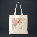 Name Monogram Pampas Bridesmaid Tote Bag<br><div class="desc">This Brides maid tote bag is decorated with watercolor pampas grass,  eucalyptus,  and blush pink florals.
Easily customizable with your monogram and name.
Because we create our artwork you won't find this exact image from other designers.
Original Watercolor © Michele Davies.</div>