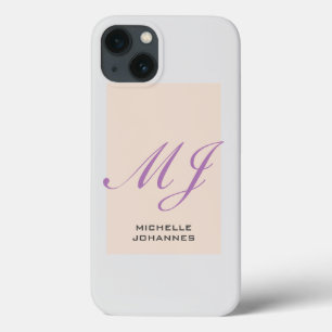 Name Monogram Plain Modern Minimalist iPhone 13 Case
