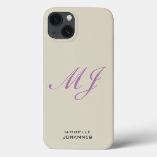 Name Monogram Plain Modern Minimalist iPhone 13 Case