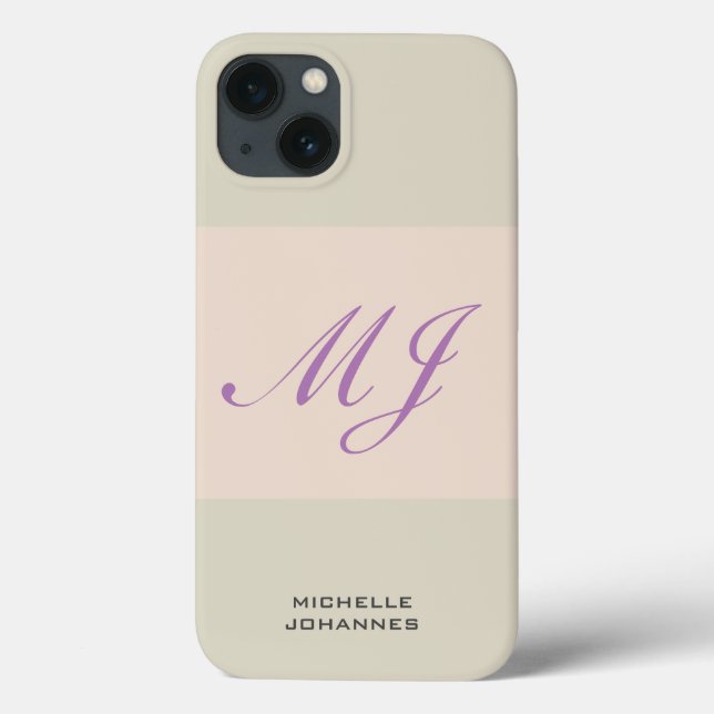 Name Monogram Plain Modern Minimalist Case-Mate iPhone Case (Back)