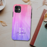 Name Monogram Purple  Case-Mate iPhone Case<br><div class="desc">This stylish iPhone case is decorated with an atmospheric ombre design in shades of purple and pink.
Easily customizable with your name,  and monogram.
Use the Customize Further option to change the text size,  style,  or color if you wish.</div>