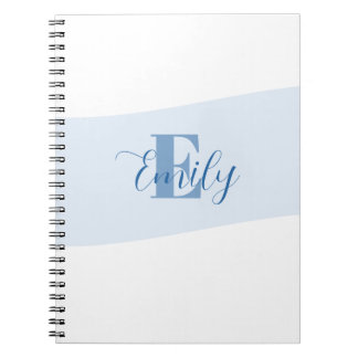 Name Monogram Retro Blue Notebook