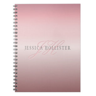 Name & Monogram Soft FAUX Rose Gold Blush Notebook
