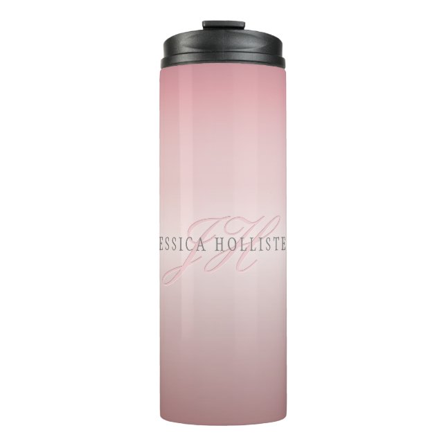 Name & Monogram | Soft FAUX Rose Gold Blush Thermal Tumbler (Front)