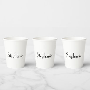 Name Monogram Template Black White Cute Custom Paper Cups