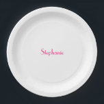 Name Monogram Template Pink White Custom 2024 Paper Plate<br><div class="desc">Designed with text template for monogram name and elegant two tone background in pink and white,  this is great for occasions like weddings,  bridal shower,  birthdays,  anniversary,  Christmas,  holidays etc. You may change the background colour as you wish.</div>