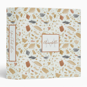 Name Monogram Terrazzo Terracotta Rust Modern Chic Binder