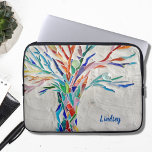 Name Monogram Tree Laptop Sleeve<br><div class="desc">This lap top sleeve is decorated with a mosaic tree in the colours of the rainbow. Easily customizable with your name or monogram. Use the Customize Further option to change the text size, style or colour if you wish. Because we create our own artwork you won't find this exact image...</div>