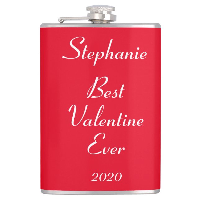 Name Monogram Valentine's Day Funny Cute Cool Gift Hip Flask (Front)