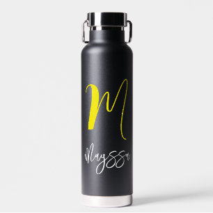 Name & Monogram WaterBottle Customized Black Water Bottle