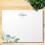 Name Monogram Watercolor Notepad<br><div class="desc">This personalized notepad is decorated with foliage in shades of green.
Easily customizable with your name and monogram.
Use the Design Tool to change the text size,  style,  or colour. 
As we create our artwork you won't find this exact image from other designers. 
Original Watercolor © Michele Davies.</div>