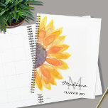 Name Monogram Watercolor Sunflower Planner<br><div class="desc">This floral Planner is decorated with a yellow watercolor sunflower. Customize it with your name and monogram and year. To edit further use the Design Tool to change the font, font size, or colour. Because we create our artwork you won't find this exact image from other designers. Original Watercolor ©...</div>
