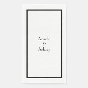Name Monograms Black White Wedding Bridal Shower Napkin
