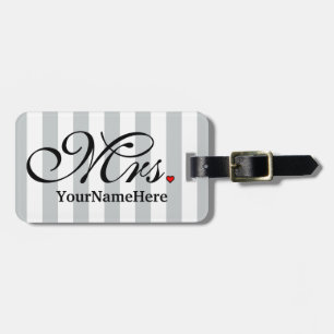 Name Mrs. Wife Bride Customize Colour Stripes Luggage Tag