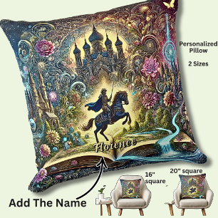 Name, Mythical Horse  Rider Castles Adventures  Throw Pillow