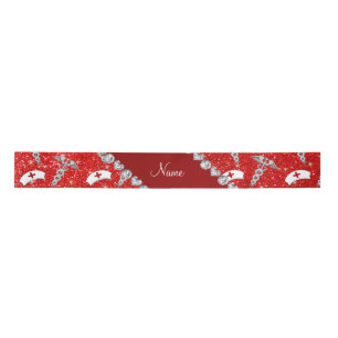 Name neon red glitter nurse hats silver caduceus satin ribbon