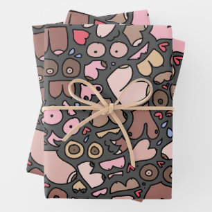 Name neutral breast pattern wrapping paper sheet