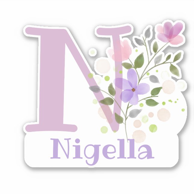 Name Nigella & Initial with Floral Design (Front)