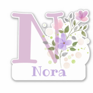 Name Nora & Initial with Floral Design
