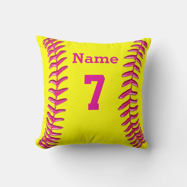 NAME, NUMBER and MONOGRAMMED Softball Pillow (Front)